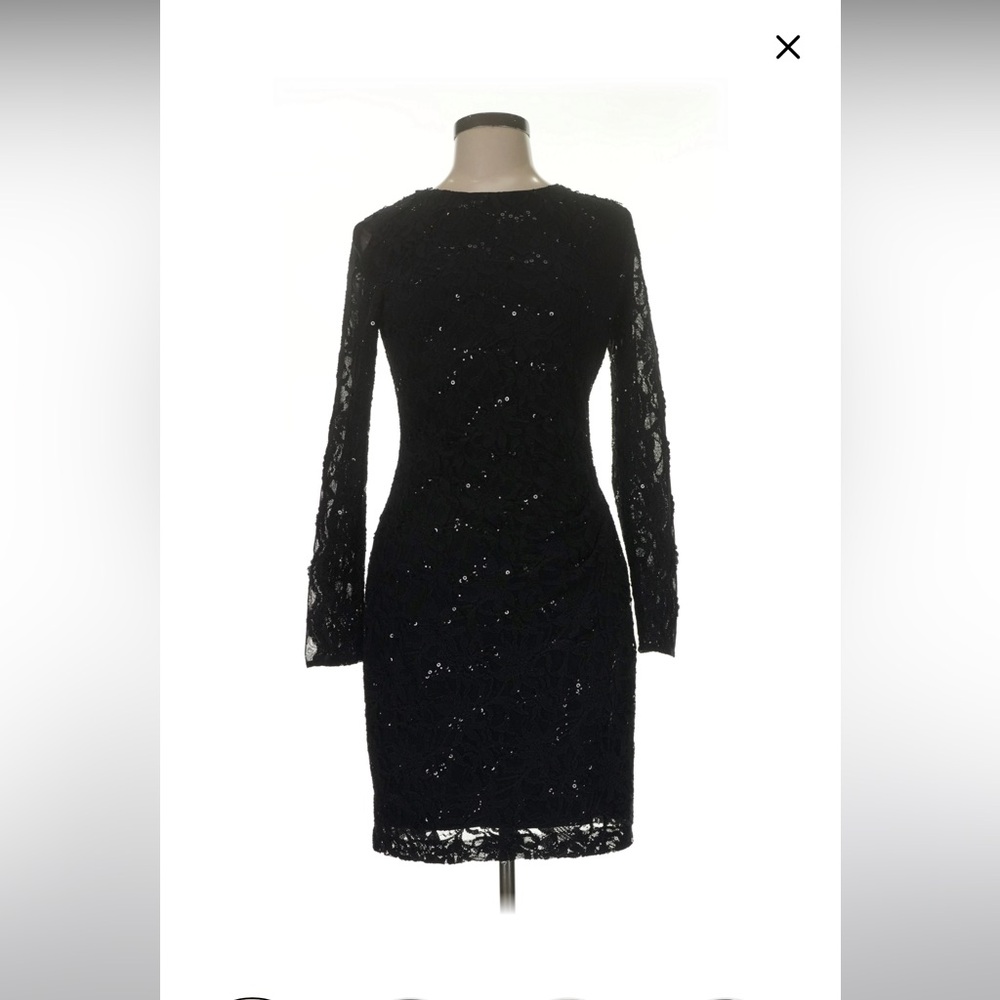 Polo Ralph Lauren Black Long Sleeve Cocktail Dress